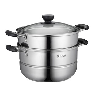 苏泊尔双层蒸锅不锈钢304加厚家用二层汤锅一体蒸笼26/28cm蒸煮锅