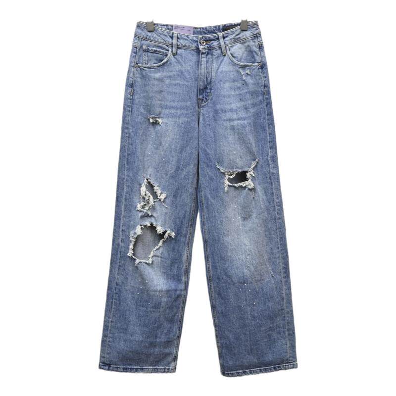 ABLE,JEANS复古破洞泼墨阔腿裤