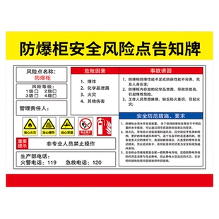 防爆柜安全风险点告知牌贴纸配电房室工厂车间仓库空压机床行车标识牌生产工厂有限空间周知卡警示牌定制
