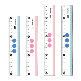 日本Sakura樱花直尺一年级小学生波浪尺用专尺 带波浪线15厘米塑料亚克力透明尺15cm儿童学生尺子