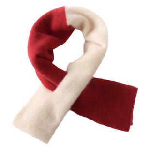 精致小物！100纯山羊绒拼色穿孔小围巾女秋冬季百搭优质羊绒围脖