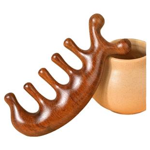 四合一檀木梳头疗刮痧器经络按摩多功能面部眼部头皮按摩梳子家用