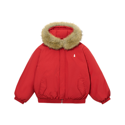 iSaluteU 大毛领90白鸭绒MA1短款羽绒服冬季保暖情侣百搭潮流外套