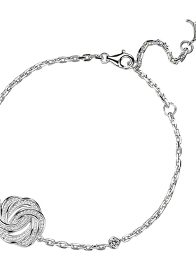 吴越老银铺足银缱绻同心结手链女