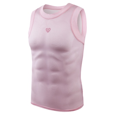 Trap「酷动」系列男式日常弹力修身全棉/真丝无袖背-boy粉