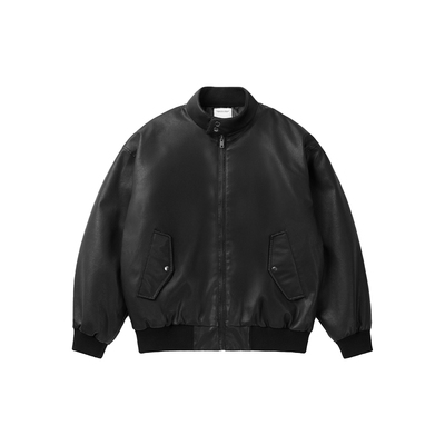 VMCL老钱风哑光水洗PU皮短宽保暖哈灵顿皮衣夹克男25AW vermicell