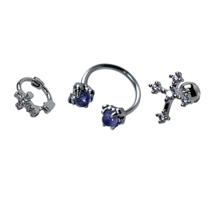 二十二丁目锆石十字架耳钉耳圈甜酷辣妹精致个性龙爪耳骨钉马蹄环