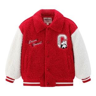 加比瑞童装 冬季新品 男女童保暖舒适仿羊羔毛棉服中大童棉袄