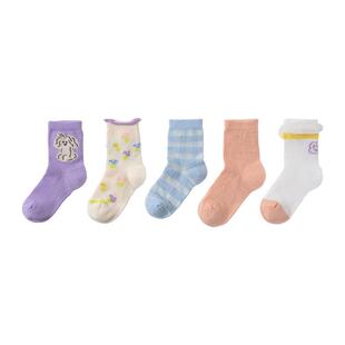 小黑托昵2026夏女童袜子儿童中筒袜透气薄款网眼无骨潮袜学生袜