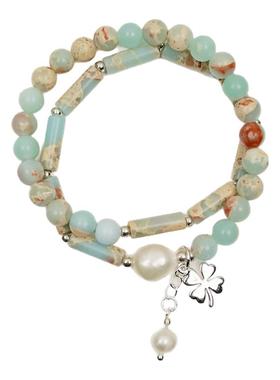 JUZITU桔子兔天然珍珠四叶草手链