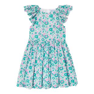 Jacadi亚卡迪女童liberty纯棉飞袖连衣裙夏新品法国裙子2041562