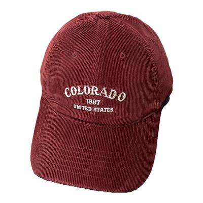 秋冬款COLO字母刺绣棒球帽男女时尚灯芯绒软顶休闲百搭潮流鸭舌帽