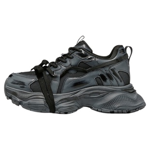 DVO8CM隐形内增高鞋子男款春秋新款做旧复古厚底网面休闲老爹鞋女