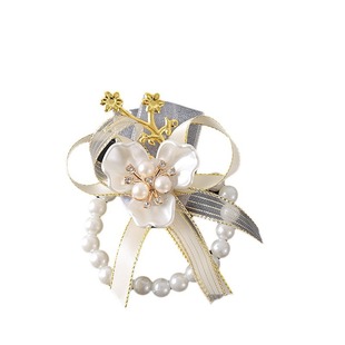 手腕花伴娘新娘姐妹团手花森系婚礼结婚演出手环花高级感手链丝带