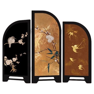 中古风高级感屏风桌面摆件玄关柜电视柜茶桌家居装饰品礼客厅摆画
