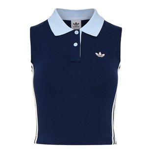 【小黑盒】adidas阿迪达斯无袖POLO领背心女子针织短款T恤KY5693