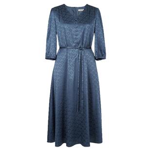 JAN AN NO 简爱诺优雅气质桑蚕丝真丝V领五分袖连衣裙JA076623LQ