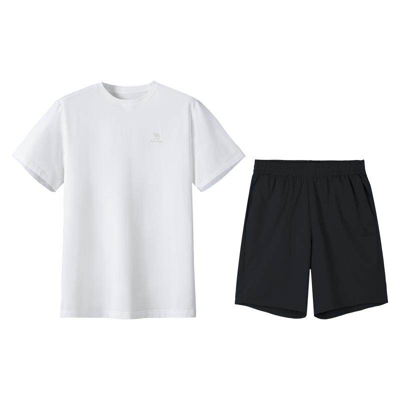 骆驼夏季速干运动短袖短裤套装男
