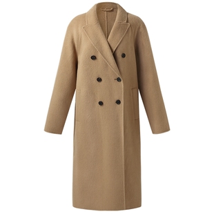 首降5折|歌莉娅男女同款全骆驼绒大衣冬季中长款双面呢外套