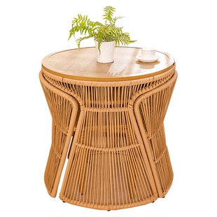 阳台小桌椅三件套小户型休闲藤椅家用看书一桌二椅网红茶桌椅组合