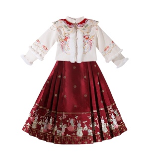 拜年服女童汉服秋冬装套装2026新款儿童中国风马面裙女孩新年衣服