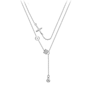 Satanophany小众设计双层叠戴十字架小蛮腰项链冷淡轻奢颈链纯银