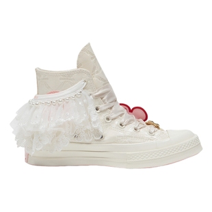 Converse匡威1970S蕾丝珍珠花花设计款白色婚鞋高帮帆布鞋A11616C