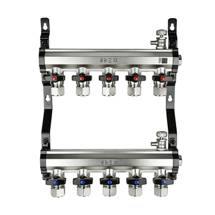 正品日丰地暖分水器全铜1寸主体4分地暖管加厚大流量地热分水器