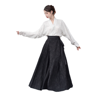 春夏款新中式轻汉服汉元素通勤飞机袖马面裙上衣搭配日常可穿套装