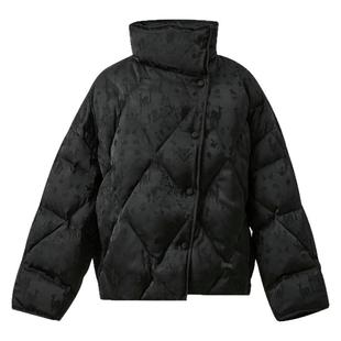 【90白鹅绒】三彩2025冬季新款提花鹅绒服缎面羽绒服立领M