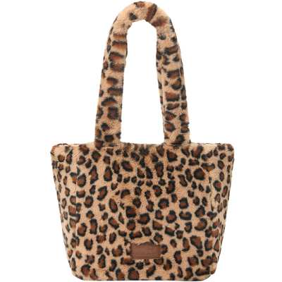 畹町豹纹毛绒包托特包单肩包