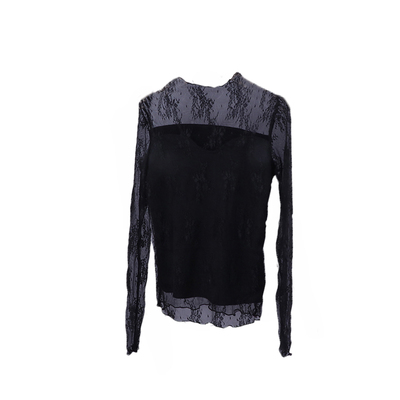 加绒加厚蕾丝长袖网纱洋气内搭女