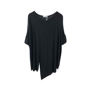 莫代尔开叉不规则t恤女夏中长款遮挡屁股九分短袖宽松瑜伽服上衣