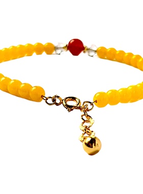 红玛瑙黄琉璃手链 本命年新款手串 配饰钛钢链 送朋友送闺蜜礼物