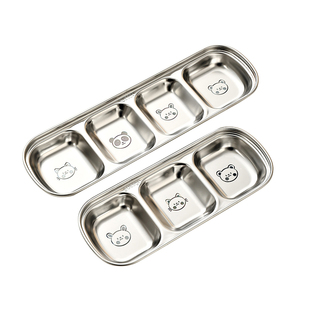 304不锈钢蘸料碟烤肉多格韩式调味碟酱油醋饺子调料碟火锅分三格