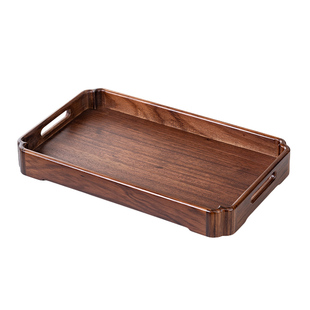 宋式美学实木托盘长方形茶盘带把手家用餐盘餐厅咖啡水杯收纳盘子