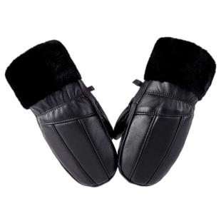 真皮手套男冬季加绒加厚摩托车超厚保暖防风女士棉骑车连指手套