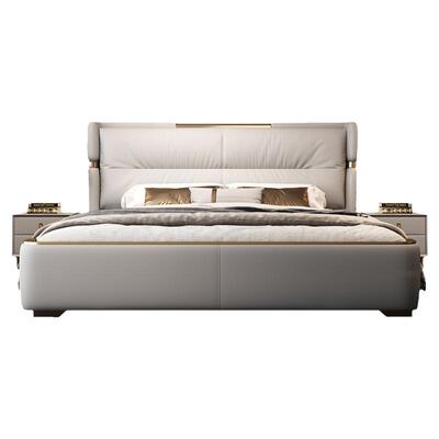 真皮床现代简约新款主卧轻奢意式