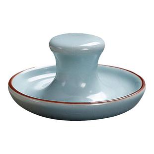 汝窑开片盖置天青色盖碗茶壶盖托手工汝瓷家用复古茶道茶具杯配件