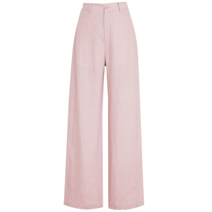 夏莫卡100%亚麻裤老钱风裤子女显瘦直筒长裤白色阔腿裤加长7747