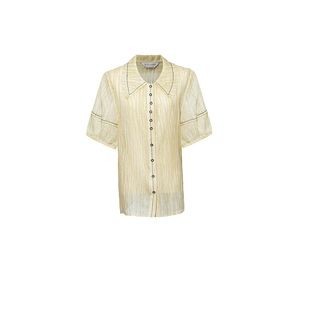 D-HARRY/迪哈利夏季新款复古通勤米黄色短袖衬衫DH232D96208D