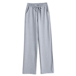 夏季纯棉梨形身材窄版直筒裤子女大码胖mm显瘦运动休闲春秋阔腿裤