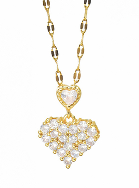 轻奢小众金色爱心钻石项链女项坠