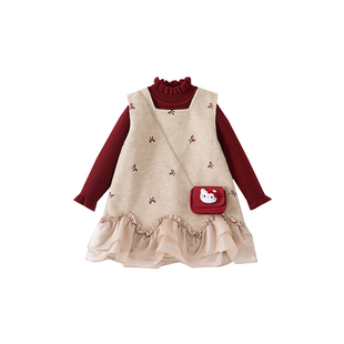 女童连衣裙洋气公主裙冬装周岁女宝礼服巨好看小香风裙子新年衣服