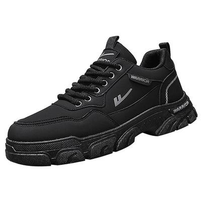 回力男鞋春季休闲黑色工作皮鞋运动厨房防水防滑耐磨耐脏劳保板鞋