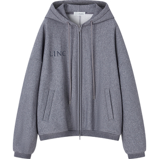 LINCCHIC金羽杰2026年春季新品连帽廓形落肩卫衣外套女S261HD111Y