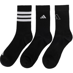 adidas阿迪达斯男女同款LOGO PACK 3PP舒适黑色百搭休闲袜JI6315