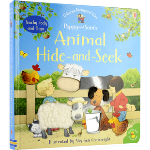 Usborne Farmyard Tales - Poppy And Sam's Animals Hide-And-Seek 幼儿触摸纸板书 农场动物找找乐 翻翻书 英文原版进口儿童图书
