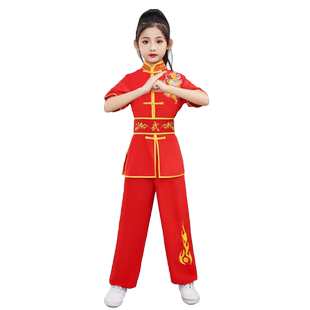 武术服装儿童表演出服中国风绣龙功夫训练比赛练功服装春秋季长袖