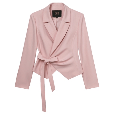 白鹿语高级感气质系带西装短外套